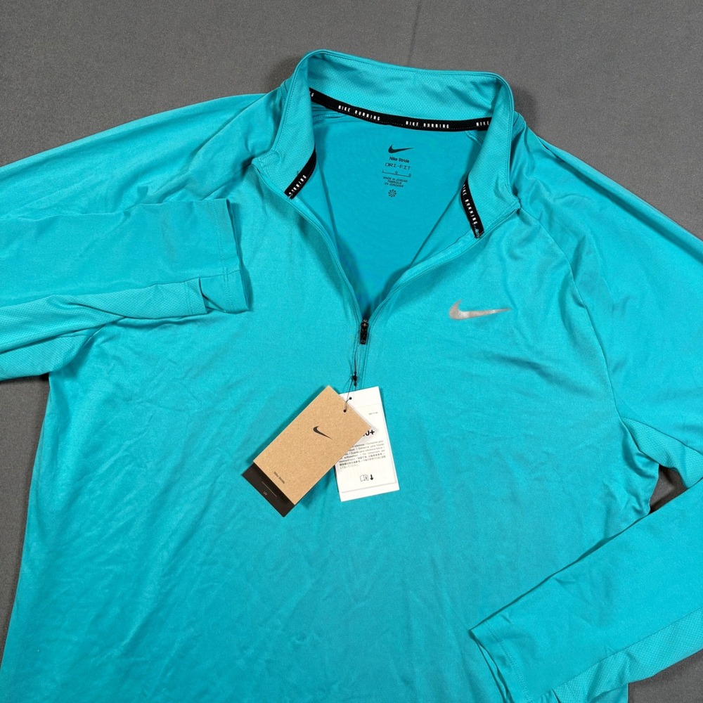 Nike Stride Mens Dri-FIT 1/2 Zip Running Mid Layer Dusty Cactus Blue Green Large